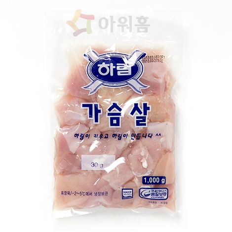 (닭고기)닭가슴살 하림(냉장) KG(껍질(무)/깍뚝_개당30g_국내산)